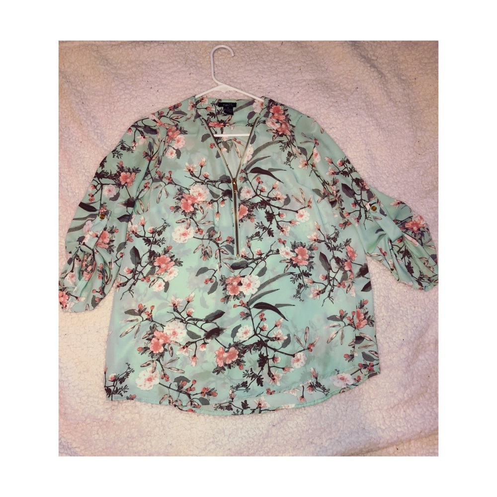 Teal floral top
